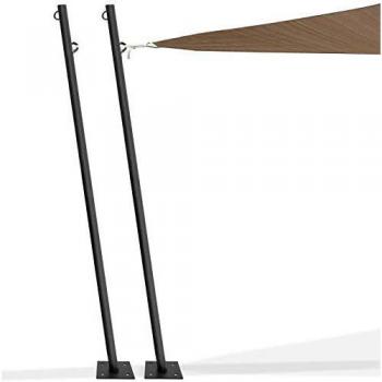 Pack Doble de Mástil Fijo para Sombrilla Vela Solar de 220 cm, Incluye Postes y Bases en Acero
