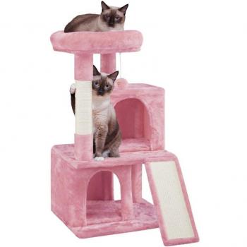 Arbusto de Mascota Rosa 91 cm – Rascador Sisal y Área de Descanso