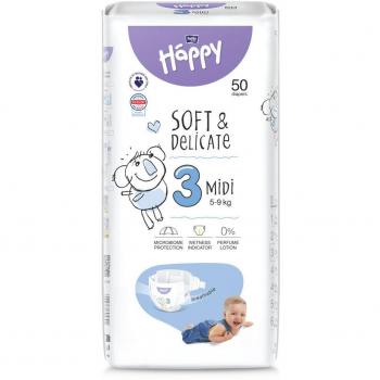 Pannolini Monouso Happy Soft&Delicate Taglia 3 5-9 kg 50 pz