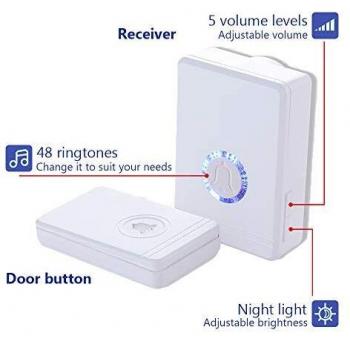 Expandable Doorbell with Wireless Alerts and LED Indicator