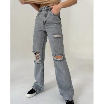 Gray Ripped Denim Tube Jeans 27 by ISSA Plus