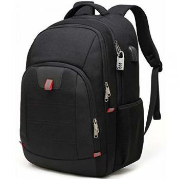 Zaino Antifurto per Lavoro Uomini Impermeabile USB Zaini Laptop 17.3 Pollici Computer Notebook Borsa Multifunzionale Casual Viaggio Bussines Nero