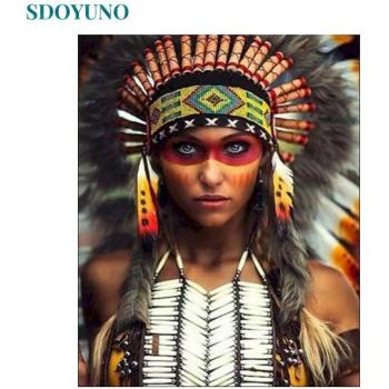 SDOYUNO Indian DIY Paint By Numbers Kit 60x75cm Frameless Art