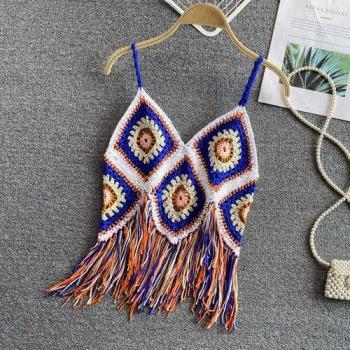 Women's Summer Knitted Tassel Crop Top