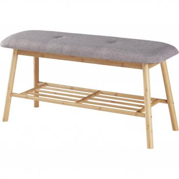 Banc à chaussures en bambou avec assise rembourrée 45 x 90 x 30 cm