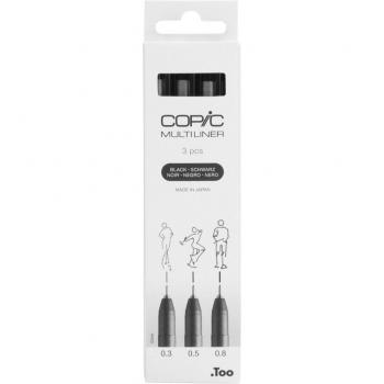 Copic Multiliner Fineliner, Schwarz, 3er Pack