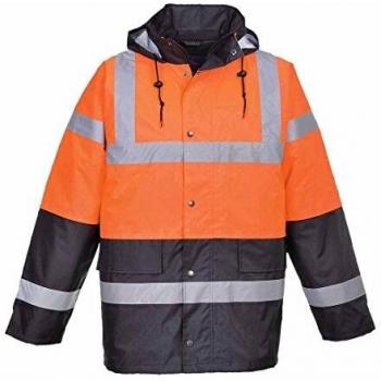 Oxford Weave 300D Class 3 Hi Vis Two Tone Traffic Jacket Orange L
