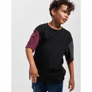 T-Shirt URBAN CLASSICS Urban Classics Herren Boys Organic Oversized Colorblock Tee, Jungen, Gr. 158/164, schwarz, 100% Baumwolle, mehrfarbig, casual, oversize, Rundhals, Kurzarm, Shirts