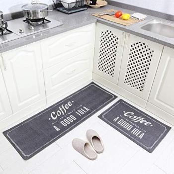 Carvapet Tapis Cuisine Café Gris Antidérapant