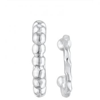 Orecchini a Clip in Argento Sterling 925 con Design Martellato per Donna