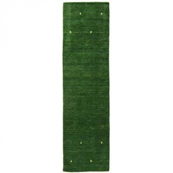 Carpetfine Handwoven Wool Gabbeh Uni Green Runner Rug