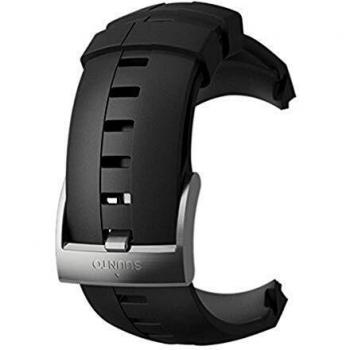 Original Suunto Silikon-Uhrband – 24,5 cm Länge, 25 mm Breite, Schwarz/Silber