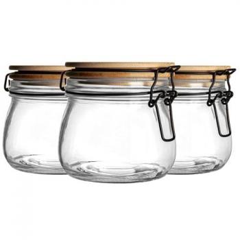 500ml Airtight Wooden Clip Lid Storage Jars