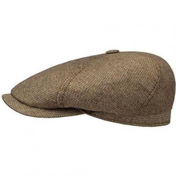 6 Panel Flat Cap by Carnsville, Brown Mottled, Size 55 cm