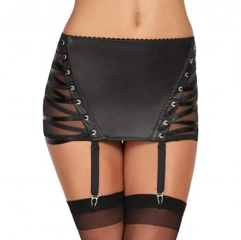 7HEAVEN Wetlook Netz-Strapsgürtel Strumpfhaltergürtel für Damen in Schwarz und Größen 2XL, 3XL und 4XL