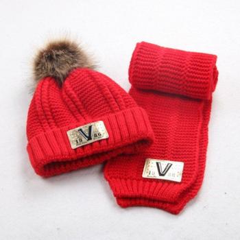 Kids Wool Knitted Hat and Neck Warmer Set