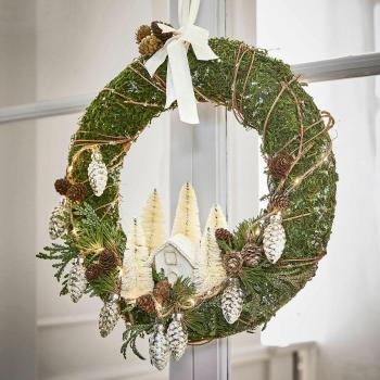 Couronne décorative Northampton vert/blanc (6 cm)