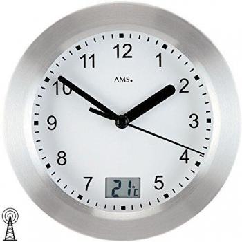 AMS Holz-Wanduhr, Mehrfarbig, 24 x 30 x 12 cm