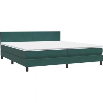 Cama confortable verde profundo con box spring y colchón de terciopelo – 180x220 cm