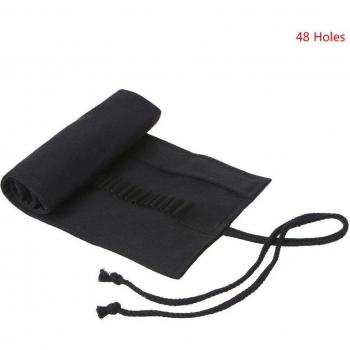 Roll-Up Makeup and Stationery Pencil Case in Black Canvas