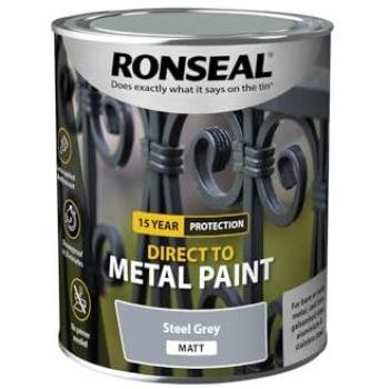 Ronseal Direct to Metal Paint 750ml Steel Grey Matt