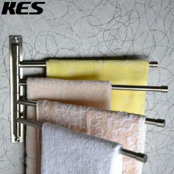 KES Polished Stainless Steel 4-Arm Towel Holder, Wall Mounted