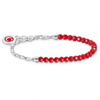 THOMAS SABO Silver Charmista Fine Chain Red Stone Charm Bracelet