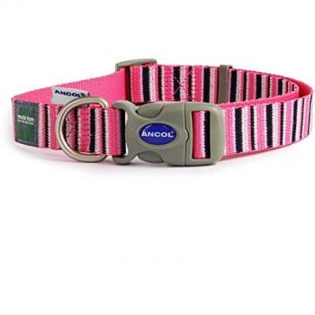 Eco-Friendly Hot Pink Candy Stripe Dog Collar