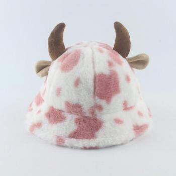 Warm Cow Print Faux Fur Sun Hat
