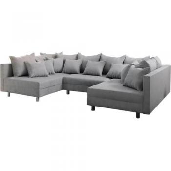 Canapé modulaire en tissu plat gris Clovis