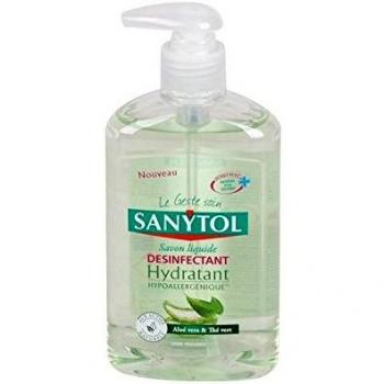Sanytol Zelený čaj & Aloe Vera dezinfekční hydratující mýdlo na ruce 250 ml s dávkovačem