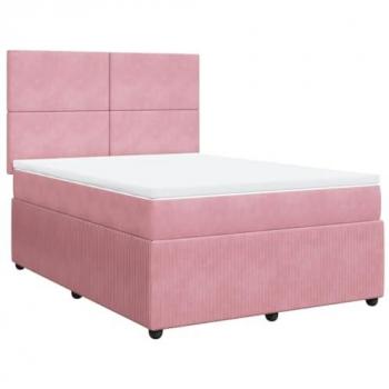 Somier Box Spring 140x200 cm con Colchón Terciopelo Color Rosa