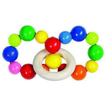 Hochet en bois demi-cercle, perles et 2 anneaux Heimess