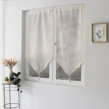 Rideaux miniatures fin lin pointe ecru 60x90