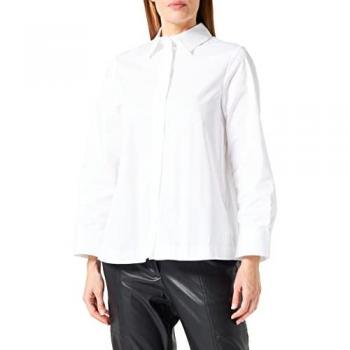 Satin Langarm Hemdbluse Uni Weiß Gr. 40