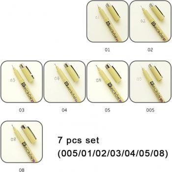 7/9pcs Sakura Waterproof Black Micron Sketch Pens