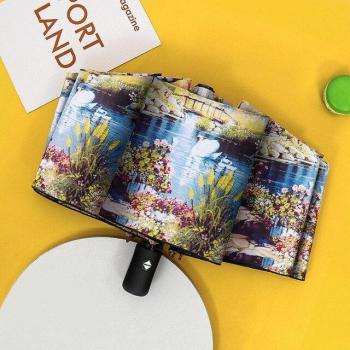 Sombrilla Automática Plegable para Mujer, Protección contra la Lluvia y UV