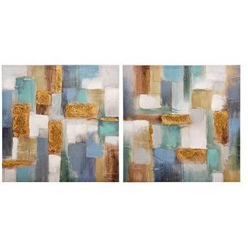 Set de Lienzos Abstractos Pintados a Mano 60x3x60 cm