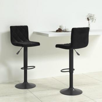 Juego de 2 Taburetes de Cocina de Terciopelo Negro