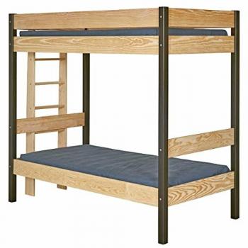 Cama Bunk Kids en Madera Sólida Negra – 90x190 cm