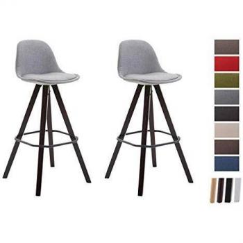 CLP 2er Set Barhocker Franklin, grau, mit Fußstütze und Holzgestell Cappuccino