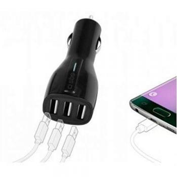 Cargador de coche SBS con 3 puertos USB 4.100 mAh Negro