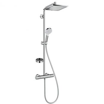 Hansgrohe Thermostatic Shower Column with Handheld Shower and Soap Dish