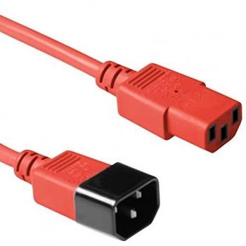 Power cord extension 0.6m, red, IEC plug to socket 3 pin, C13 to C14, AK5104, Advanced Cable Technology Kalt