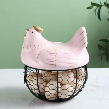 Panier de rangement poule en céramique