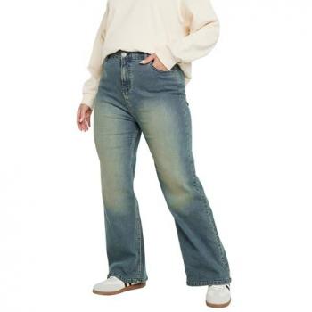 Yours Women's Blue Jeans – Weitbeinige Waschung, Curve & Plus Size