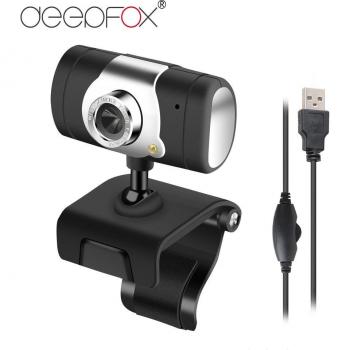 DeepFox USB 2.0 Webcam 30 MP mit Mikrofon, schwarz für Computer und Laptop
