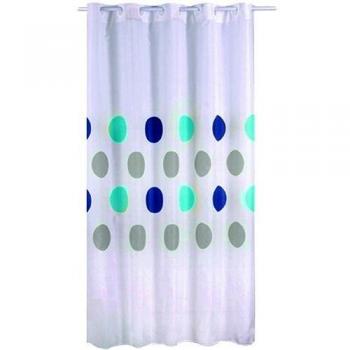 Rideau de Douche MSV 140781 Polyester + Plastique Polypropylène Rond Blanc/Gris/Bleu 180 x 200 x 0,1 cm