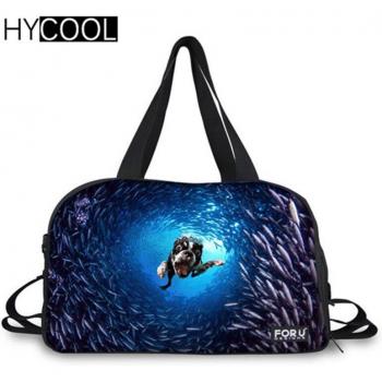 HYCOOL Canvas Dolphin Shark Luggage Bag