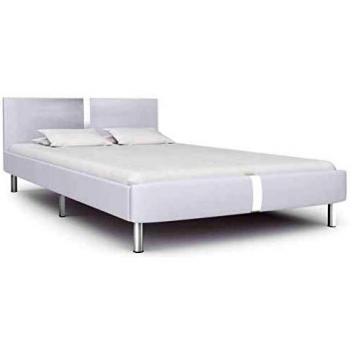 VidaXL Letto con Testiera in Similpelle Bianca 140x200 cm